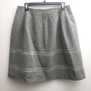 Madewell Skirt 10 Gray Wool Blend Tube Felt Mesh Stripes Lined Full Flare B3001